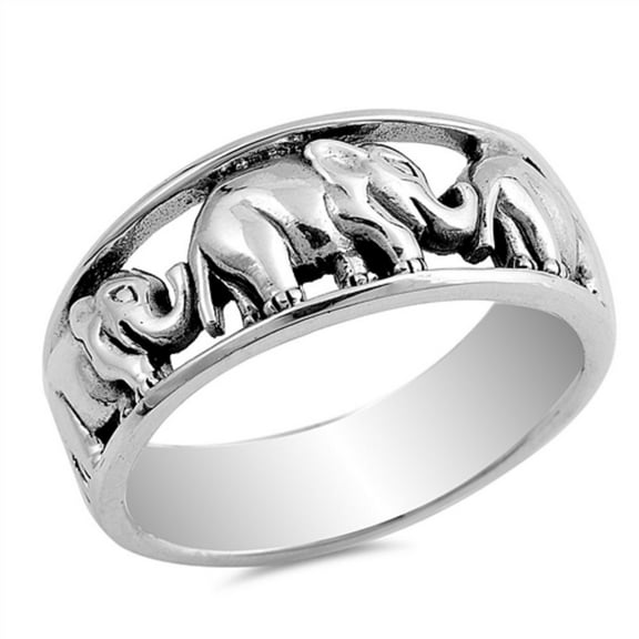 Oxidized Sterling Silver Halfway Elephant Ring