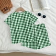thumbnail image 5 of Grblisyd Summer Outfits for Girls Casual Plaid Cute Short Sets Loose Short Sleeve T Shirts Top and Shorts Fashion Clothes Army Green 11-12Y, 5 of 6