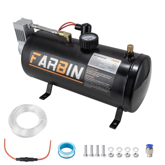 150 PSI 0.8gal Air Compressor 12V Air Tank Can for Train Horn, Air Horn, Inflating Tires, Air Mattresses (0.8 gal Black Air Compressor)