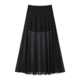 thumbnail image 5 of Unir Women Sheer Tulle Mesh Layered Flowy Maxi Skirt Wide Elastic Waist Built-In Anti-Chafing Short Liner Summer Casual Long Bottom 1PC S-XL Plus Size Friendly, 5 of 5