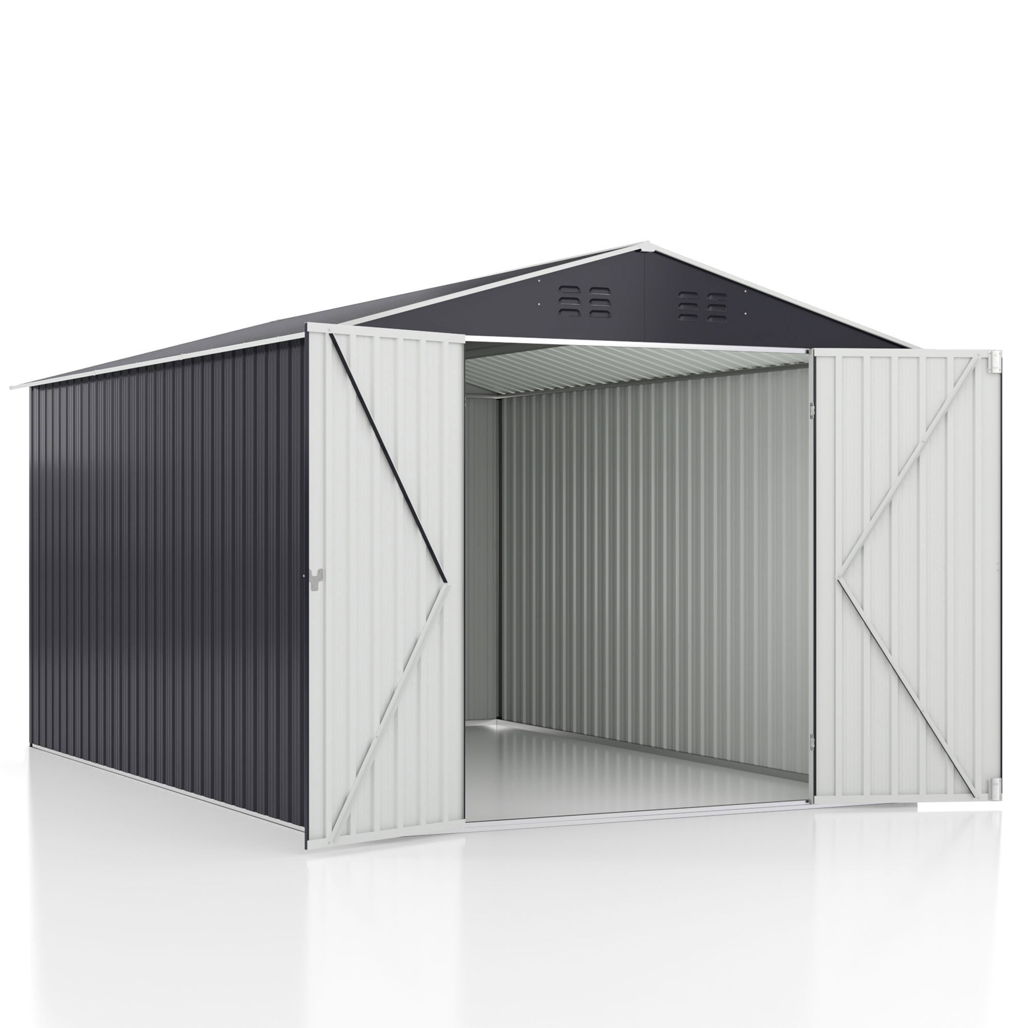NETAJE 8'x12' Outdoor Storage Shed, Large Metal Shed with Lockable Door & Sloped Roof, Tool Shed with Upgraded Frame for Backyard, Garden, Lawn