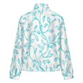 thumbnail image 6 of Jackets for Women Winter Coat Jackets Flannel Stand Collar Jacket(Aqua Leaves Floral Seamless Pattern,Size:S-4XL), 6 of 7