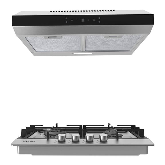 Combo Atvio Parrilla de 4 Quemadores y Campana Extractora de 60 cm Plata COMBO-60S