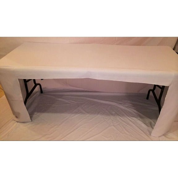 6' ft Fitted Polyester Tablecloth OPEN BACK TableCover Trade show Booth 18 COLOR", (Color: White)