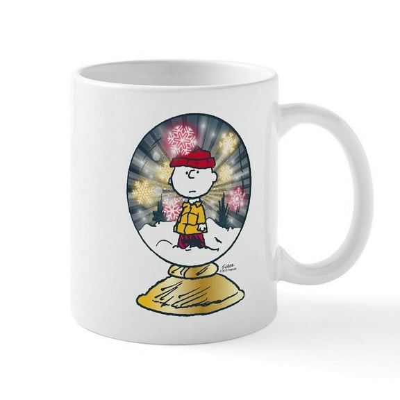 CafePress - Charlie Brown Snow Globe Mug - 11 oz Ceramic Mug - Novelty Coffee Tea Cup