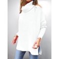 thumbnail image 5 of Women'S Turtle-Neck Oversized Sweaters Long Batwing Sleeve Spilt Hem Tunic Pullover Knit Tops White XXL, 5 of 7