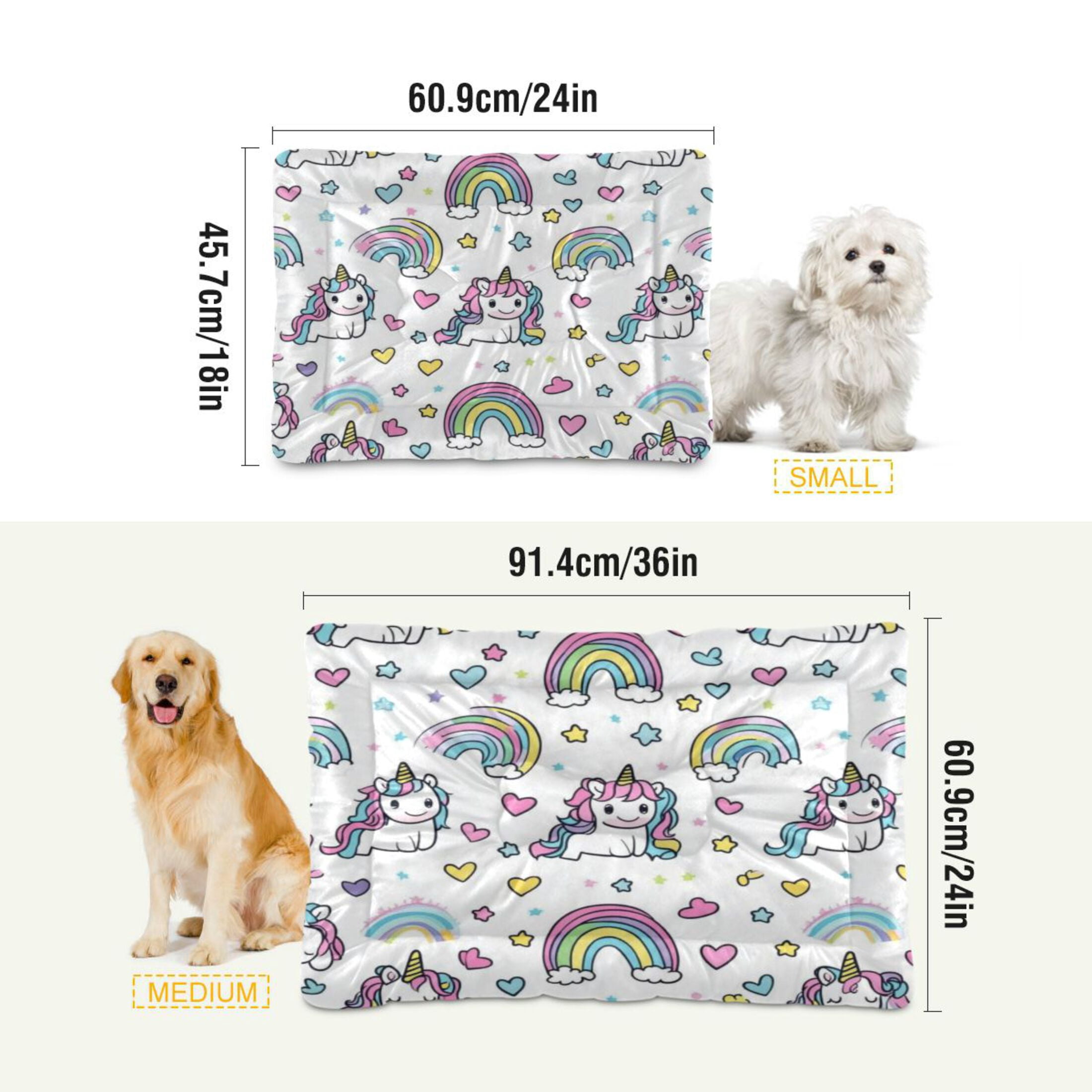 Qxltty Pattern with Cute Unicorns and Rainbows Ped Pad Wear-resistant and Hard to Bite Through Sleeping Pad for Small Medium Large Dogs Winter Pet Bed 36×24in