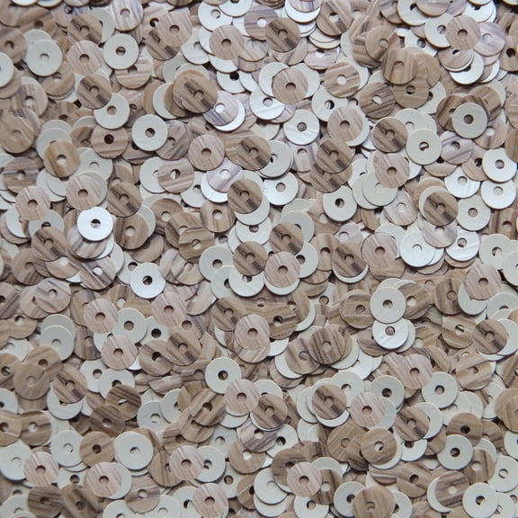 Oak Brown Sequins 4mm Opaque Wood Grain Effect Made in USA