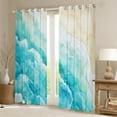 thumbnail image 2 of Erosebridal Ocean Beach Curtains for Living Room,Teal White 30%-50% Blackout Curtains Set of 2 (38x45),Sea Waves Decor, 2 of 6