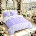 thumbnail image 2 of Manfei Geometric Check 7-Piece Twin Bedding,Minimalism Polka Dot Bedding Comforter Set,Purple,Reversible, 2 of 7