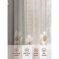 thumbnail image 6 of White Floral Sheer Curtains 54 Inch Length 2 Panels Set Window Treatments, Spring Botanical Vintage Flower Leaf Plant Rod Pocket Semi Curtains for Living Room/Bedroom/Kitchen Décor, 104"W x 54"L, 6 of 7