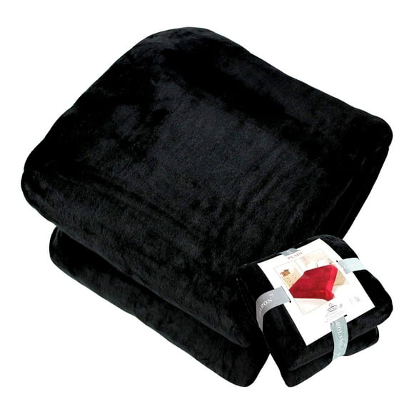 UltraCozy Couverture Grand - Flanelle Épaisse 430 GSM, Polaire Pelucheuse, Jeté Thermique Toutes Saisons pour Canapé, Sofa, Lit - 88 x 95 Pouces, Noir