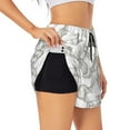 thumbnail image 2 of Bixox Women's Hand Drawn Rabbit pattern 2 in 1 Running Shorts - Lightweight Athletic Workout Gym Yoga Shorts Liner with Pockets - Small, 2 of 7