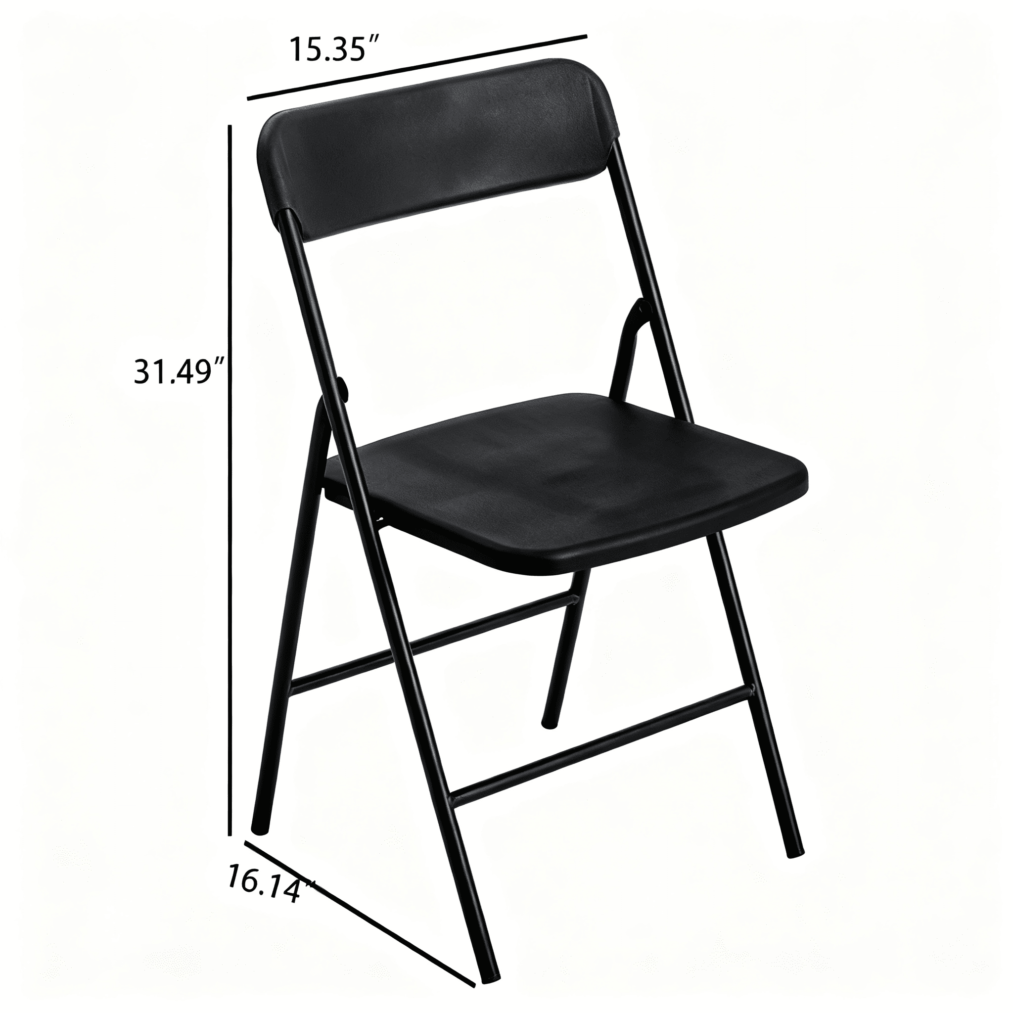 4-Pack Folding Chairs, PP Cushion, Heavy-Duty Steel, 350 LBS Capacity, Stackable, No Assembly