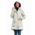 thumbnail image 5 of Women Waterproof Softshell Jackets Warm Fleece Lined Coats with Hood Long Rain Jacket White Gray XXXL, 5 of 8