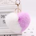 thumbnail image 4 of Llaveros de bolas de felpa de arcoíris para mujer, colgante decorativo con forma de corazón de pompones, accesorios para bolso, llavero de moda para coche, 4 of 4
