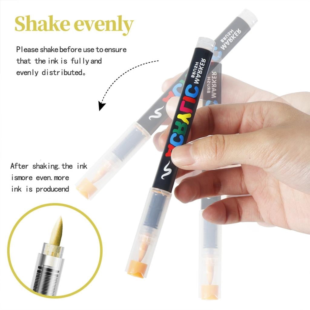 Osdhezcn Liquid Acrylic Paint Marker Soft Brush Tip Acrylic Paint Pen for Card Making Drawing Coloring Scrapbooking Journaling