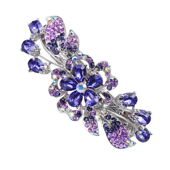 WHAMVOX 1Set Rhinestone Hair Barrettes Small French Clips Purple Accessories For Women