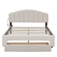 thumbnail image 3 of BTMWAY Queen Bed Frame, Teddy Fleece Upholstered Platform Bed with Headboard and Storage Drawer, Modern Queen Size Bed with Charging Station and LED Light, Holds 600lbs, No Box Spring Needed, Beige, 3 of 10