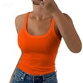 thumbnail image 3 of Women Spaghetti Strap Scoop Neck Ribbed Tank Tops Slim Fitted Cotton Camisole Basic Sleeveless Layering Shirts Featuring Slim Fit Sleeveless Camisole Saffron XXL, 3 of 7