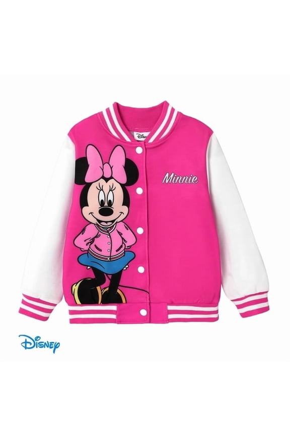 Girls Bomber Jacket Minnie Mouse Colorblock Varsity Lightweight Sweatshirts Gift Fall Spring Sizes 3-10