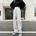 thumbnail image 1 of Vaqueros de pierna ancha para mujer, novedad de primavera y otoño, pantalones holgados de cintura alta de pierna recta, finos y pequeños, para verano, 2023, 1 of 5