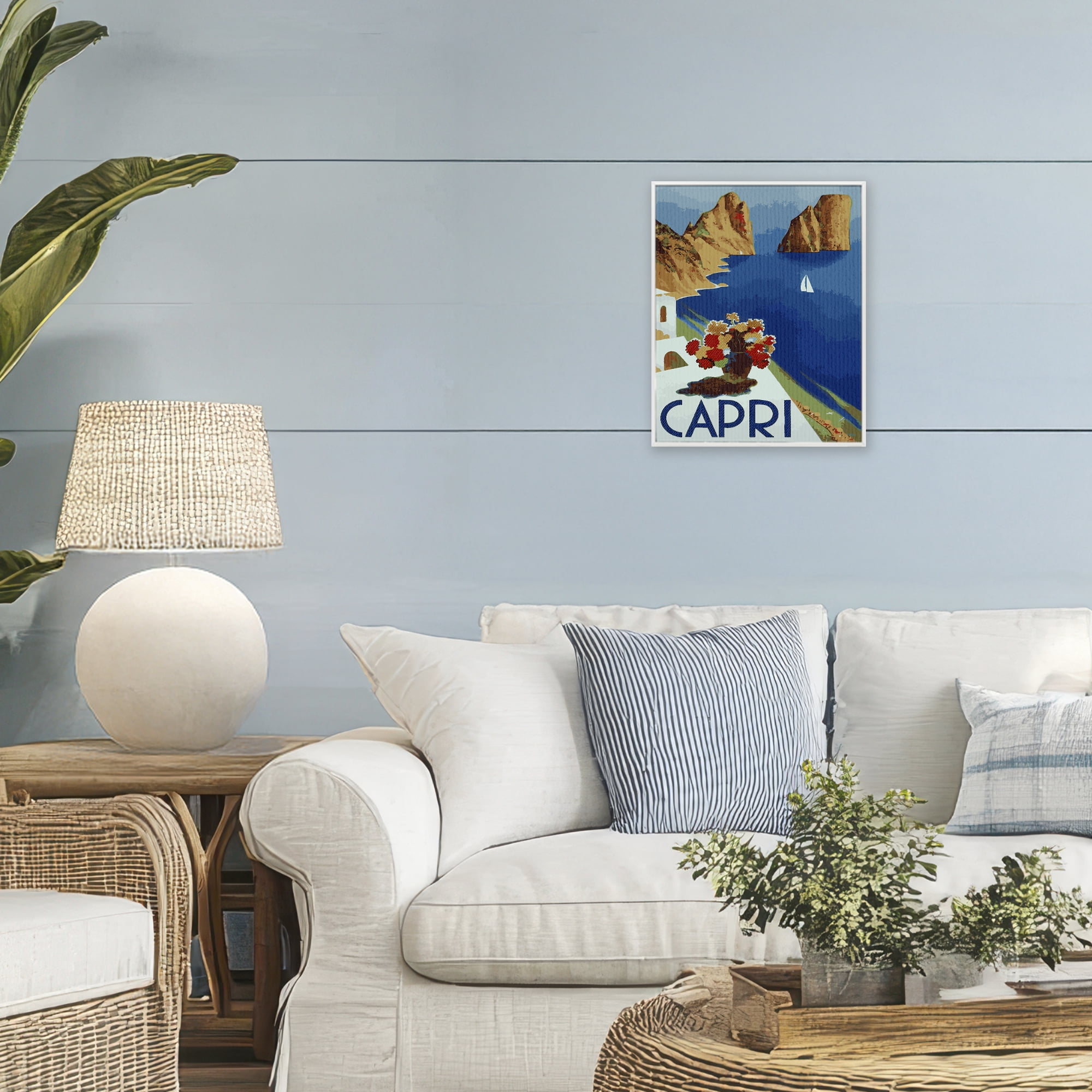 Stupell Industries Capri Island Cliffs White Framed Giclee Art, design by Lil' Rue