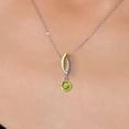 thumbnail image 3 of Gem Stone King 925 Silver and 10K Yellow Gold Green Peridot and White Lab Grown Diamond Pendant Necklace for Women | 0.48 Cttw | Gemstone August Birthstone | Round 4.5MM | With 18 inch Chain, 3 of 6