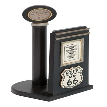 Route 66  Pump Paper Holder Black Clock Signs Office Accent Decor 53557