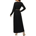 thumbnail image 2 of Alvivi Womens Solid Muslim Prayer Dress Arabian Long Sleeve Islamic Abaya Robe Black XXL-3XL, 2 of 4