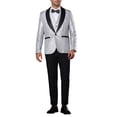 thumbnail image 2 of BLAZERS METÁLICOS DE SOLAPA DE CHAL PARA HOMBRES INSPIRE CHIC, CIERRE DE UN BOTÓN, ESTILO DE FIESTA, BLAZERS BRILLANTES M Plata, 2 of 4