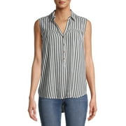 Time and Tru Women's Sleeveless Henley Popover Top