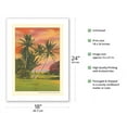 thumbnail image 2 of Moanalua Palms at Sunset - Honolulu Oahu Hawaii - Vintage Hawaiian Travel Poster c.1930s - Fine Art Matte Paper Print (Unframed) 18x24in, 2 of 4