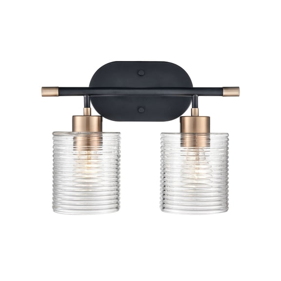 Millennium Lighting  Renitta Vanity Light Fixture with Clear Ribbed Glass Shades 2 Light