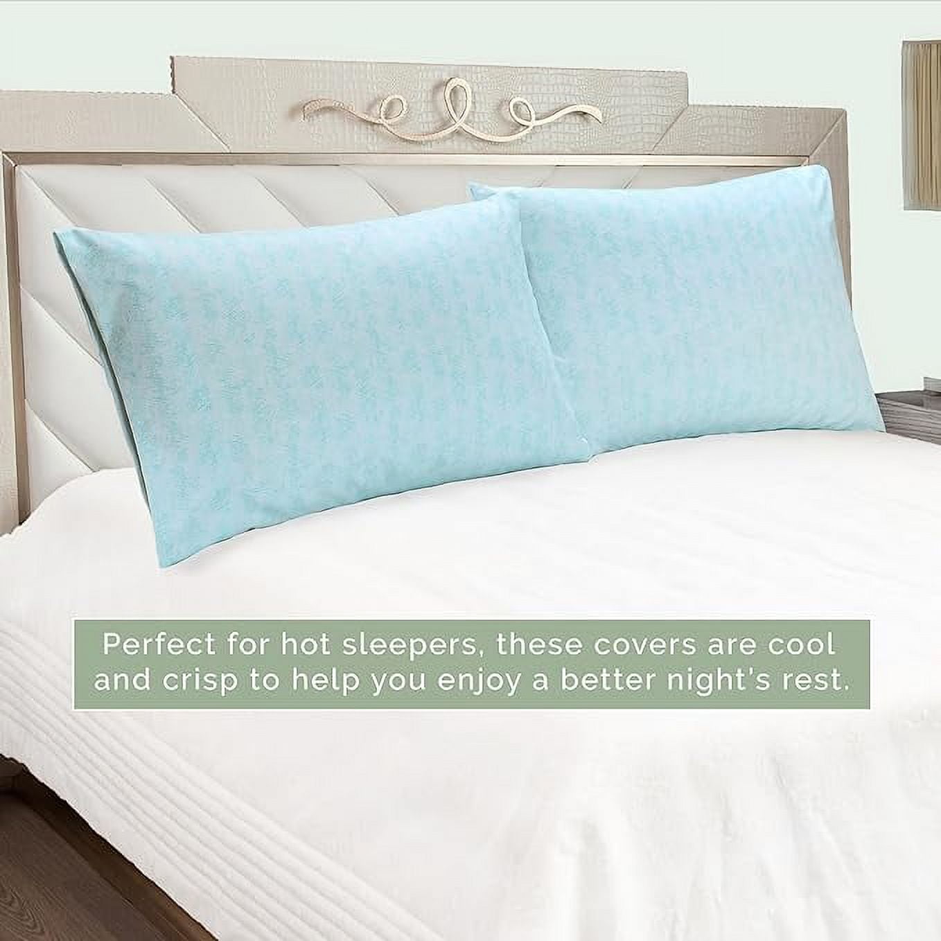 Elegant Comfort Set of 2 Ultra Soft Floral Pint Pillowcases - 1500 Hotel Quality Microfiber, Smooth Envelope Closure - King, Wave Aqua