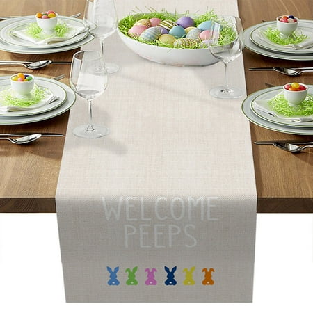 

Taqqpue Easter Decorations for the Home - Easter Table Runners Rectangle Happy Easter Table Cloths 60x84 Easter Bunny Eggs Tulip Lavender Floral Table Cover for Dining Table Decoration on Clearance