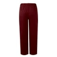 thumbnail image 4 of Audhol Women's Pants Women's Fashion Temperament Personality Solid Color Elastic Waist Striped Straight Leg Casual Pants Corduroy Pants Women Red 3XL, 4 of 5