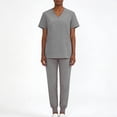 thumbnail image 4 of Fgvctg Scrubs for Women Set Plus Size Nurse Uniforms Petite V-Neck Yoga Scrub Pants and Tops Medical Scrubs Jogger Scrubs with Pockets Gray XL, 4 of 4