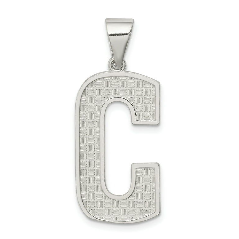 Carat in Karats Sterling Silver Letter C Initial Charm Pendant