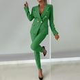 thumbnail image 5 of Jinhomg Business Casual Suits for Women 2 Piece Fashion Office Work Outfits Plain Open Front Blazer Jackets with Dress Pants Green M, 5 of 9
