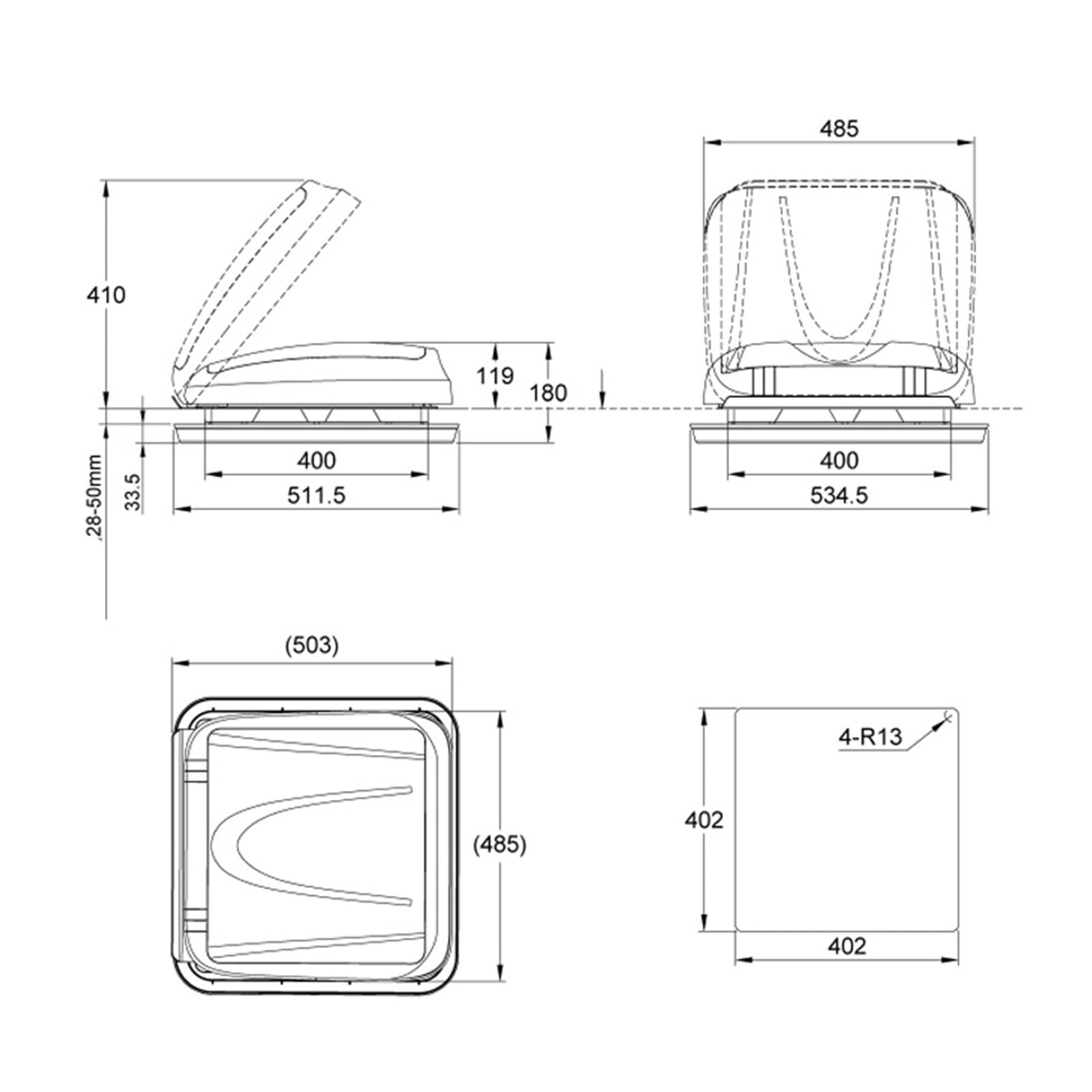 Camper Trailer RV Accessories Motorhome Windows Skylight Roof Windows ,Ease Of Installation