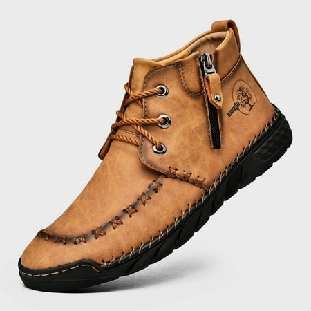

FLYLAND Vintage Faux Leather Casual Slip Ankle Boots Yellowstone