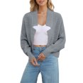 thumbnail image 5 of XPMWRP Women's Cropped Crochet Cardigan Coats Batwing Long Sleeve Knit Open Front Solid Color Fashion Jackets Gray M, 5 of 8