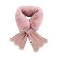 thumbnail image 2 of Women Cross Scarf Fall Winter Faux Rabbit Fur Knit Fish Tale Splicing Soft Thickened Warm Windproof Cold Weather Girls Neck Wrap Scarf Birthday Gift, 2 of 8