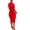 Red, variant on Women's Long Sleeve Ribbed Knit Short Dress, Mock Neck Bodycon Sweater Dress