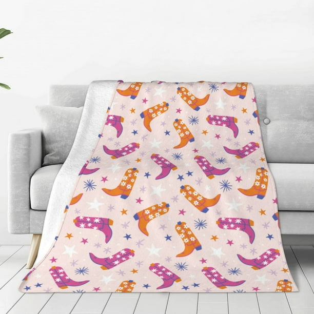 Balery Cowgirl Boots Manta de Felpa Suave y Acogedora – Cobija de Franela Aterciopelada para Cama, Lavable y Cálida para Sofá, Mascotas, Transpirable-80"x60"