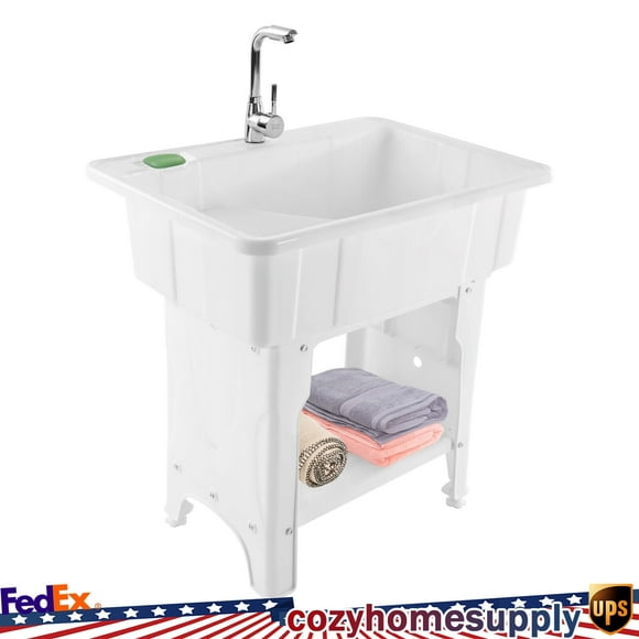 Utility Sink Laundry Tub with Faucet & Basement for Laundry Room Garage or Shop