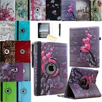 JYtrend Smart Case for iPad Air 1st / Air 2nd Generation (9.7 IN) with Pencil Holder, Rotating Stand Magnetic Auto Wake Up/Sleep Cover for iPad Air 1/Air 2 A1474 A1475 A1476 A1566 A1567 (Heart Flower)