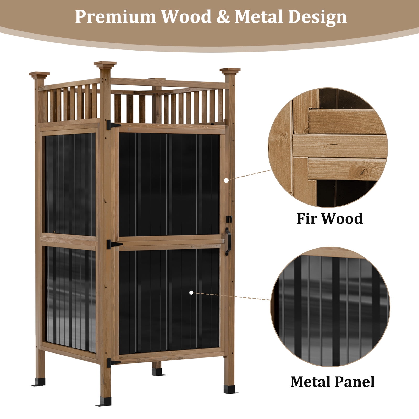 GDLF Outdoor Shower Enclosure with Lockable Door, Privacy Outdoor Shower Stall with Metal Panels , Changing Room for Pool Wash Station