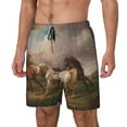 thumbnail image 2 of Fotbe Three Horses Oil Painting Men’s Swim Trunks Quick Dry Swim Shorts Board Shorts with Mesh Lining-Small, 2 of 9